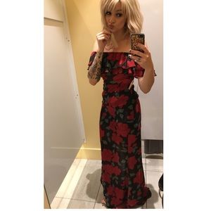 BEAUTIFUL womens long flowy rose dress